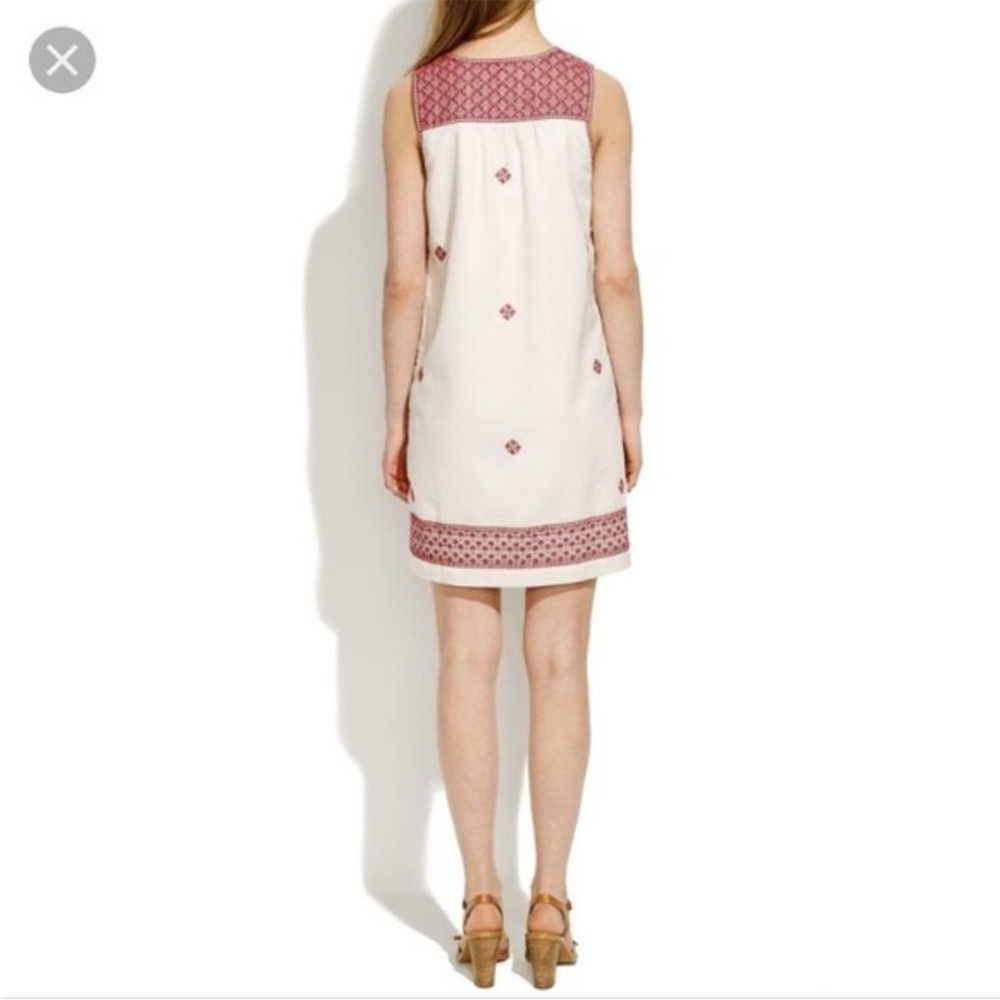 NWOT Madewell Embroidered Red Mosaic Cross Stitch Summer Dress Size 4 S Small - Picture 2 of 7
